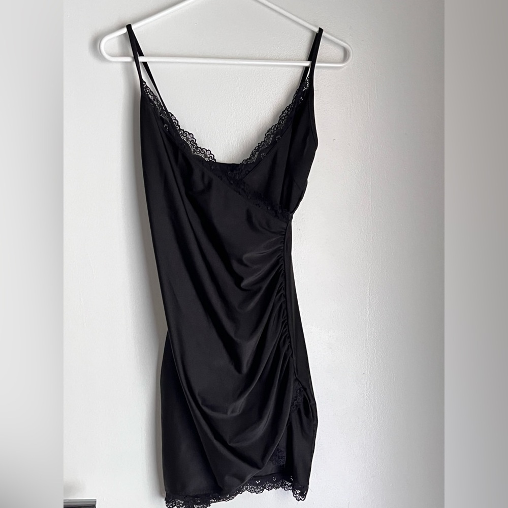 Windsor Black Lace Trim Slip Dress